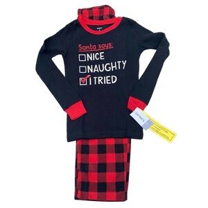 NWT Carter’s Plaid Holiday Fleece Pajama Set Red & Black Girls 7